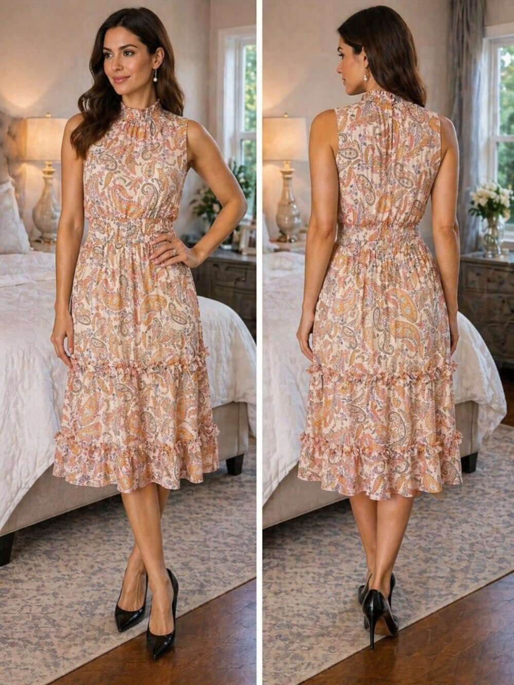 1. State Pink Bohemian Smocked Neck Midi Dress $119